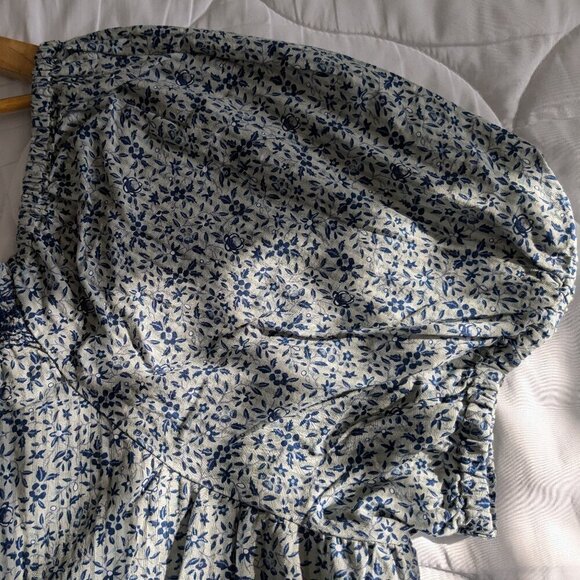 Madewell Jeanette Florentine Floral Top Size 4X Cropped Puff-Sleeve Cotton NWT - Picture 11 of 15